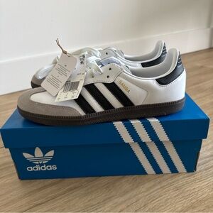 Adidas Men's Samba OG White/Black Leather Shoes Sneakers B75806 – Size 7.5 NEW